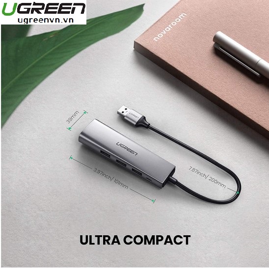 Bộ chia USB 3.0 ra 3 cổng USB 3.0 + Lan Gigabit 1000Mbps Ugreen 60812 cao cấp